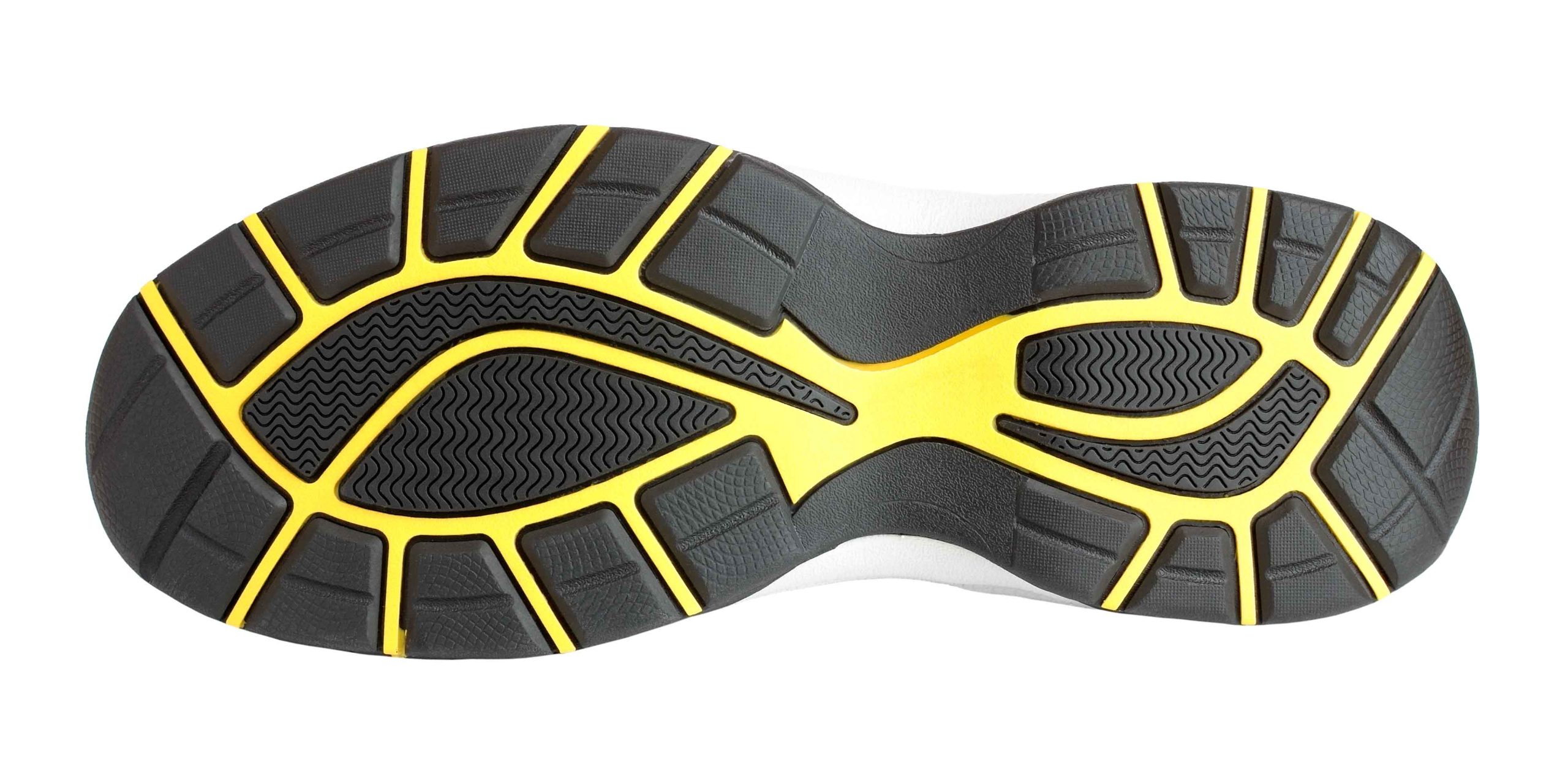 Sol luar sepatu lari warna kuning hitam dengan grip anti selip untuk performa tinggi