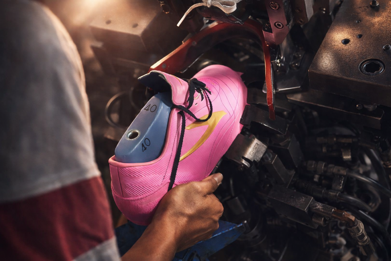 maklon sepatu melakukan proses produksi maklon sepatu melakukan proses produksi toelast di pabrik.